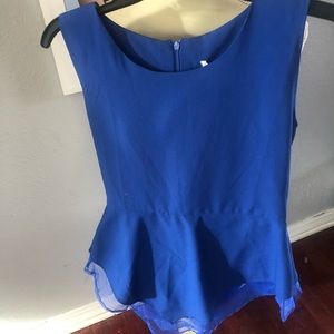 NWT Fashion Classic small vibrant cobalt royal blue asymmetrical cut top shirt
